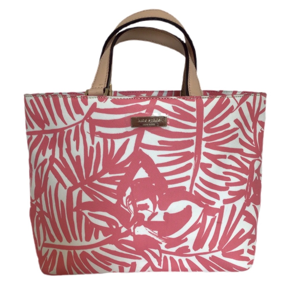 ♥️sold♥️RETIRED Kate Spade Grant Street Tropical Palm Juno Tote - Picture 1 of 11
